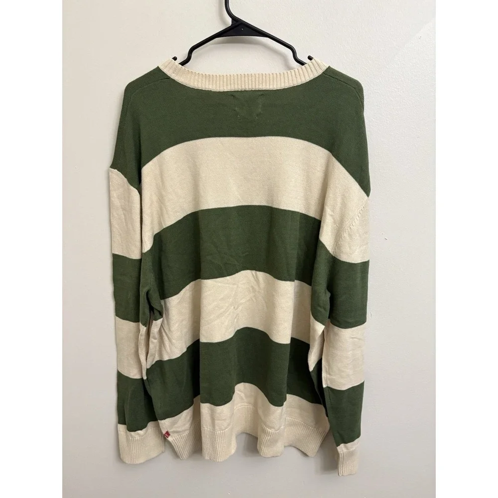 Levi's Men's Striped Crewneck Knit Sweater Green Cream White XL NWT New